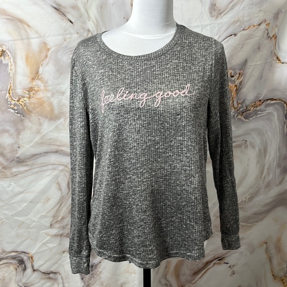 Laura Ashley Tops - Laura Ashley Long Sleeve Feeling Good Gray and Pink Size L